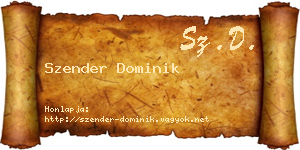 Szender Dominik névjegykártya